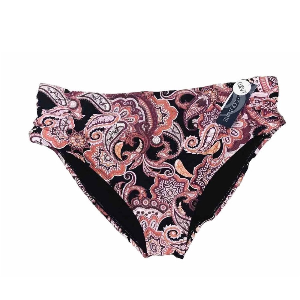 Aqua Couture Pink and Black Paisley Bikini size 3X